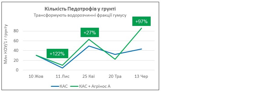 Агрінос А <br> Вплив на мікробіологічну активність грунту
