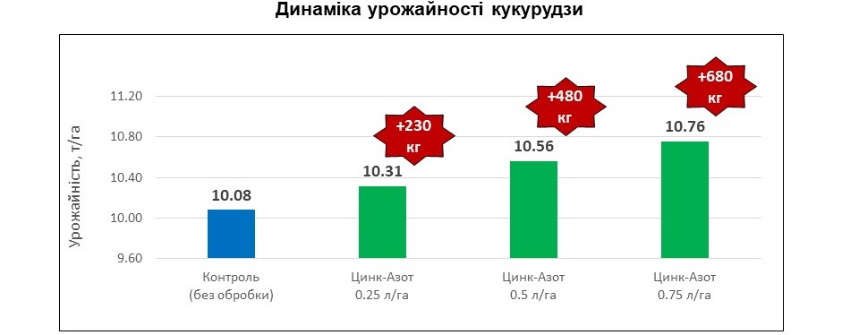 Цинк-Азот<br> Ефективність на кукурудзі <br> 2023 рік